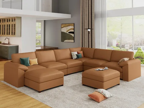 Vista 7 de EASE MOOSE Sofá modular seccional, sofá en forma de U para sala de estar Beige