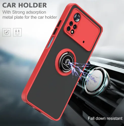 Vista 2 de Funda delgada para Xiaomi Poco X4 Pro 5G 6.67 '' 2022 con anillo de 360 ° Kickstand Bumper Funda a prueba de golpes para Xiaomi Poco X4 Pro, verde