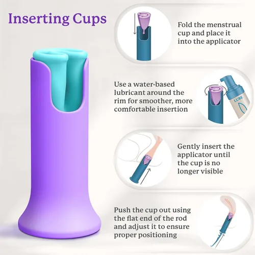 Vista 3 de Ecoblossom Herramienta Aplicadora de Copa Menstrual y Disco - Inserción y Extracción Cómoda y Fácil - Compatible con la Mayoría de Copas y Discos