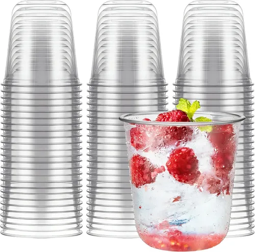 Vista 9 de Ziliny 100 copas de vino de plástico de 9 onzas sin tallo, desechables, copas de vino de plástico para fiestas, bodas, cumpleaños, cócteles