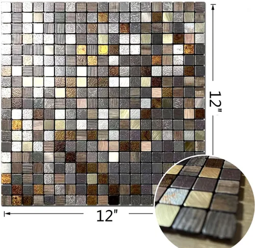 Vista 2 de Azulejos de Respaldo de Metal Despegar y Pegar para Cocina Decoración de Pared 3D Azulejos de Mosaico de Aluminio para Baño, 12"x12"x0.15