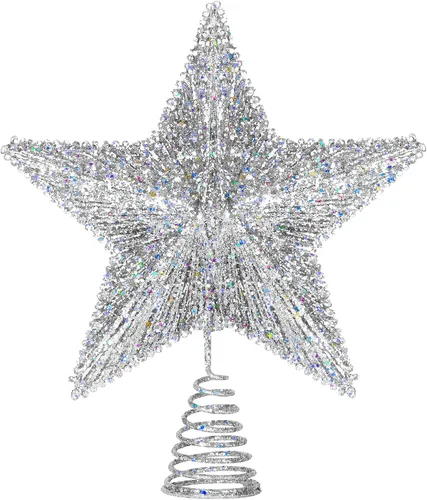 Vista 8 de Luxspire Estrella Superior para Árbol de Navidad, Luces LED de Metal con Purpurina 3D para Decoraciones Navideñas, Operada con Control Remoto y USB