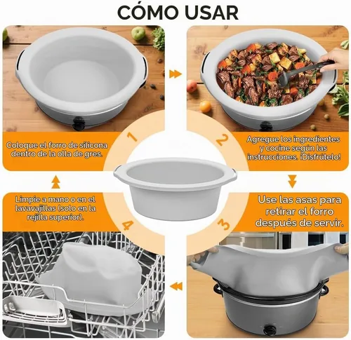Vista 7 de ChefAid Revestimientos para Olla de Cocción Lenta, 100% Silicona Reutilizable, Accesorios de Inserción para Ollas de Cocción Lenta de 6-8 Cuartos