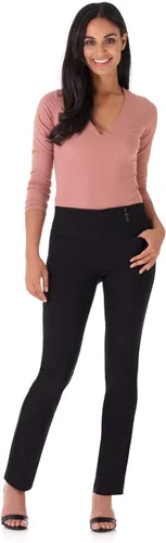 Vista 4 de Rekucci - Pantalones elegantes y rectos para mujer, fácil de ponerse para uso diario con control de barriga