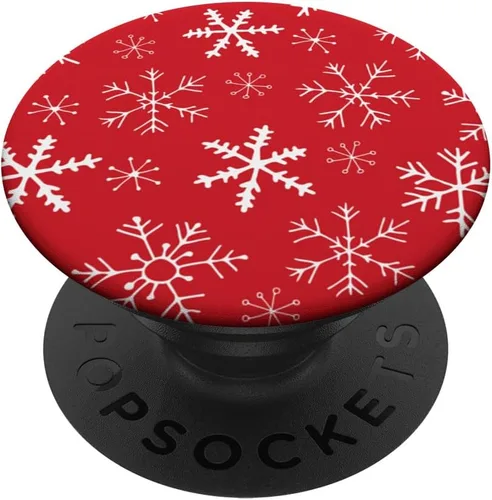 Vista 6 de Bonito patrón de copos de nieve rojos y blancos para Navidad e invierno, PopSockets MagSafe PopGrip para iPhone