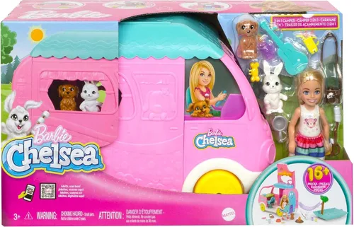 Vista 6 de Barbie Camper, Chelsea 2 en 1 Playset