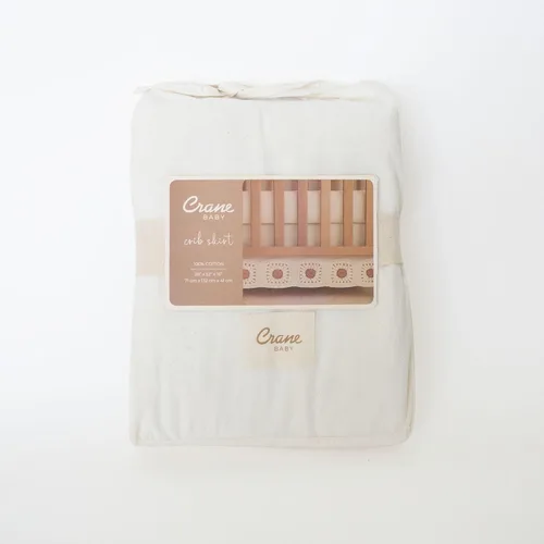 Vista 6 de Crane Baby Falda de cuna de ganchillo, falda de cama color crema para cunas, acento festoneado bohemio neutro para bebés niños y niñas, falda