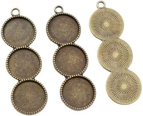 Vista 5 de Kentuckiz - 10 unidades de 0.472 in de tamaño interior de tres camafeo cabujón base en blanco colgante bandejas bisel diy collar colgante joyería Oro