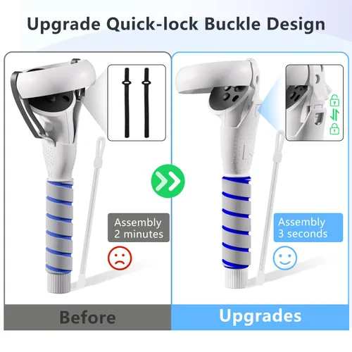 Vista 2 de 2 in 1 Long Arms & Handle Attachments Compatible with Oculus Quest 2 Hand Controllers, VR Gorilla Tag Long ArmsStick Extension Grips for Meta Quest