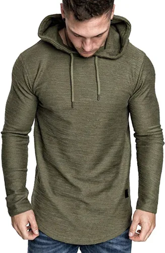 Vista 3 de Lexiart Sudadera deportiva con capucha para hombre, color liso, forro polar