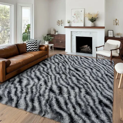 Vista 36 de Alfombras lanudas para dormitorio, sala de estar, dormitorio universitario, habitación de niños, decoración, alfombra suave y moderna