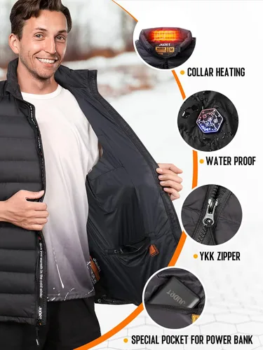 Vista 4 de Chaleco térmico para hombre con batería, ligero, recargable, eléctrico, con 9 paneles de calefacción
