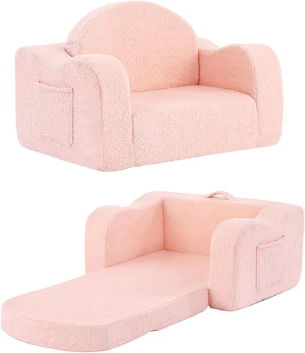 Vista 12 de Tiita Sofá para Niños, Silla Sofá para Niños 2 en 1, Sofá Convertible para Niños Pequeños a Tumbona, Sofá de Bebé Desplegable, Cama Silla