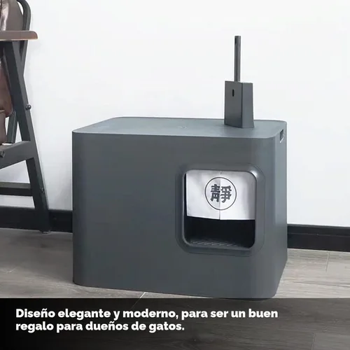 Vista 6 de Cuchara de arena para gatos con carrito y soporte, con contenedor para almacenar, material ABS duradero y bonito diseño, 85 gris oscuro mate