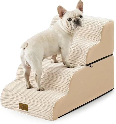 Vista 8 de COZY KISS Escaleras anchas para perros pequeños de 15.7 pulgadas de alto, escalón para mascotas para cachorros, gatos mayores, rampa curva
