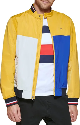 Vista 17 de Tommy Hilfiger Chaqueta bomber ligera Varsity de punto acanalado para hombre Verde militar