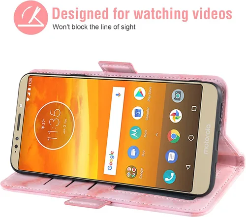 Vista 3 de Asuwish Funda compatible con Moto E5 Plus E 5 Supra y protector de pantalla de vidrio templado, soporte para tarjeta celular, soporte para tarjeta