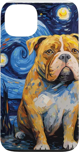 Vista 7 de Funda para iPhone 16 American Bully Starry Night para perro, mamá, perro, papá