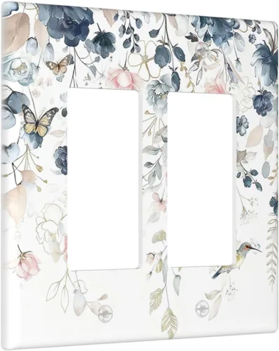 Vista 91 de Decorative Outlet Covers Blue Background White Cat Daisy Floral 2-Gang 1-Gang Wall Plate Single Toggle/Rocker Farmhouse Style Light Switch Covers