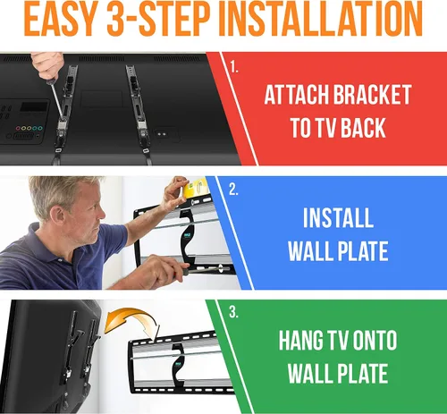 Vista 5 de Pyle Soporte de pared inclinable – Soporte de pared universal resistente para TV de pantalla plana – Monta televisores LED/LOLED y de plasma
