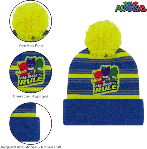 Vista 4 de PJ Masks Conjunto de sombrero, bufanda y mitones de invierno para niños de 2 a 4 años o sombrero, bufandas y guantes para niños de 4 a 7 años