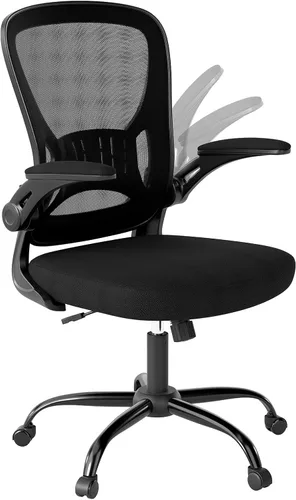 Vista 7 de Youhauchair Silla de oficina de malla, sillas ergonómicas de escritorio de oficina en casa con brazos abatibles y soporte lumbar, altura ajustable