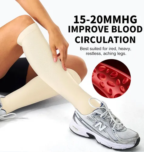Vista 4 de Calcetines de compresión para mujeres y hombres (3 pares) El mejor apoyo para enfermeras, correr, senderismo, recuperación y calcetines de vuelo