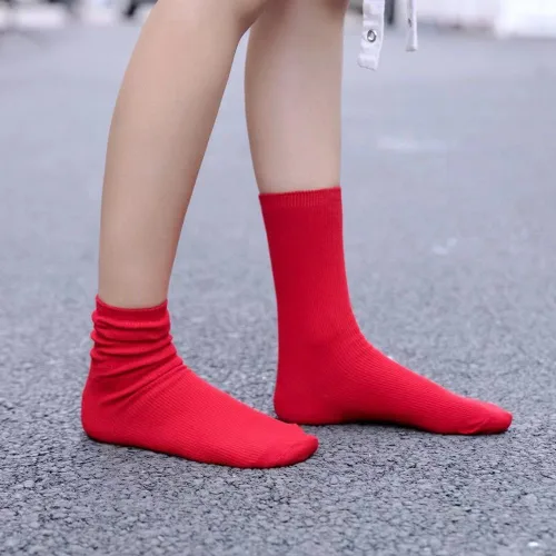 Vista 4 de Calcetines básicos coloridos para mujer, paquete de 3 calcetines de algodón de punto únicos