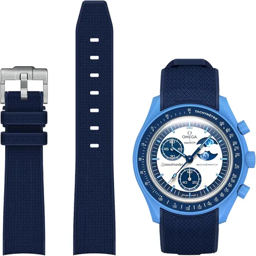 Vista 9 de Correa Stanchev para reloj Moonswatch, correa de silicona suave curvada sin espacio de 20mm para reloj Omega X Swatch Speedmaster, correa