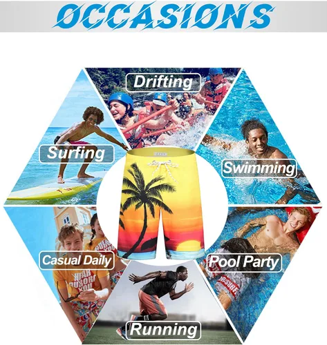 Vista 6 de APTRO Men's Swim Trunks Quick Dry Bathing Suits 9" Mesh Lining Swimsuits Beachwear Board Shorts