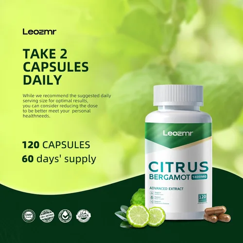 Vista 6 de Bergamota cítrica orgánica de 1400 mg, 120 cápsulas – Bergamia cítrica 25:1 – Aceite esencial y bioflavonoides cítricos – Suplementos naturales