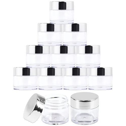 Vista 8 de Beauticom - Tarros redondos de acrílico transparente de pared gruesa a prueba de fugas con tapas doradas para belleza, crema, cosméticos, ungüentos