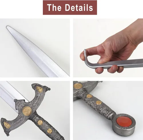 Vista 6 de HOTTERCOS Espada medieval de caballero falsa de espuma vikinga para cosplay