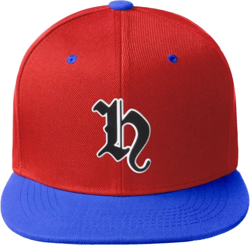 Vista 509 de Daxton Gorra clásica con visera de billete plano con letras del alfabeto inglés antiguo de la A a la Z