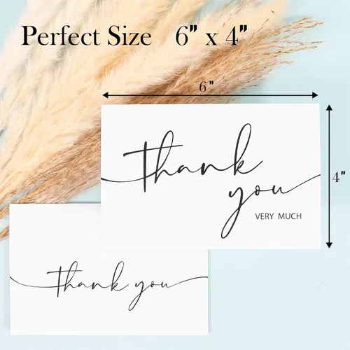 Vista 3 de NESCCI Paquete de 24 tarjetas de agradecimiento con sobres, diseño minimalista de 4 x 6 pulgadas, notas de agradecimiento para bodas, despedidas