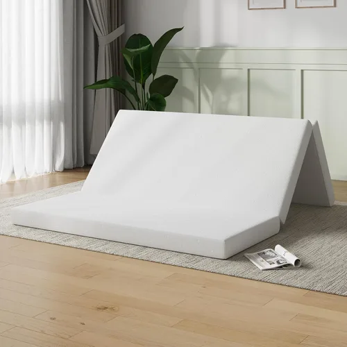 Vista 10 de Novilla Colchón plegable, colchón triple de espuma cómoda de tamaño individual con funda de diseño de nube, colchón plegable de 4 pulgadas