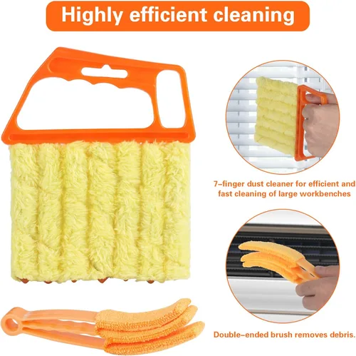 Vista 4 de Juego de 4 herramientas de limpieza veneciana para ventanas con 7 dedos 4 unidades - naranja