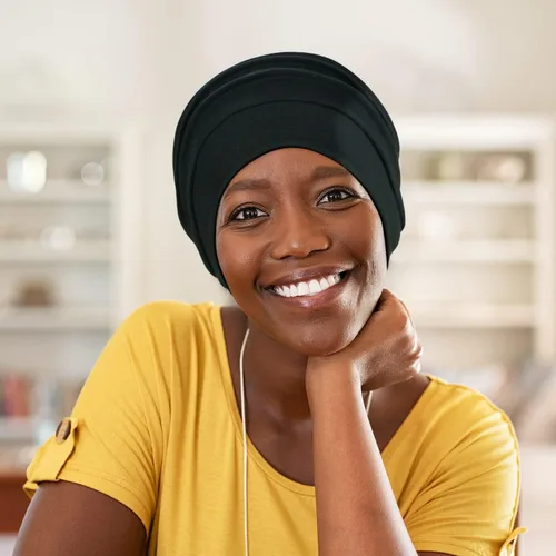 Vista 4 de 2 gorros de algodón para quimioterapia, gorro de quimioterapia para mujeres con pérdida de cabello
