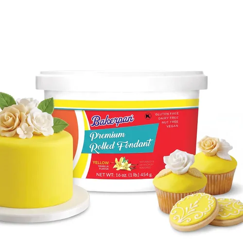 Vista 17 de Bakerpan Fondant negro enrollado prémium para decoración de pasteles, 1 libra, sabor vainilla