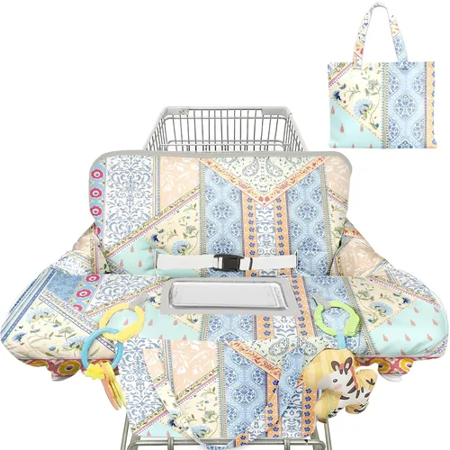 Vista 7 de Funda negra para carrito de compras para bebé, funda para silla alta 2 en 1, con arnés de seguridad, multifuncional, patrón de perro, fundas