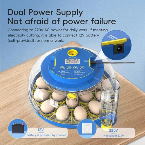 Vista 4 de Incubadoras para incubar huevos Incubadora automática de huevos con control de temperatura y pantalla de humedad de 12, 18, 48 huevos para pollo