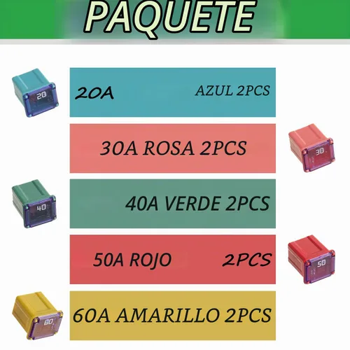 Vista 5 de 10 piezas de fusibles de bloque Jcase bajos para camiones, coches y SUV (20A/30A/40A/50A/60A, 2 piezas de cada uno)