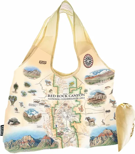 Vista 27 de Xplorer Maps Bolsa con asas – Bolsa de compras reutilizable para comestibles, plegable y lavable de nailon, resistente y compacta