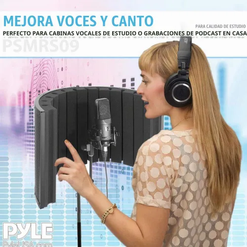 Vista 8 de Pyle Usa Mini cabina de grabación vocal portátil – Uso con micrófono estándar, filtro de ruido de aislamiento protector de reflexión para audio