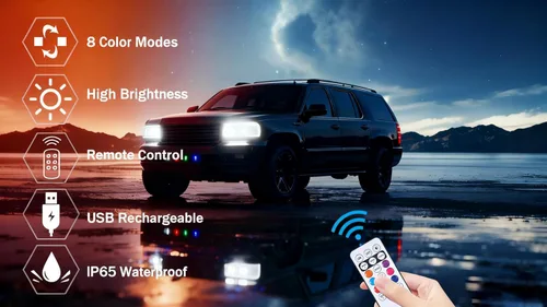 Vista 3 de Mini luces LED estroboscópicas intermitentes inalámbricas con control remoto para automóvil, luces subterráneas para motocross, Ebike, 8