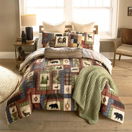 Vista 3 de Donna Sharp Juego de ropa de cama Queen – 3 piezas – Juego de edredón Forest Grove Lodge con edredón Queen y dos fundas de almohada estándar