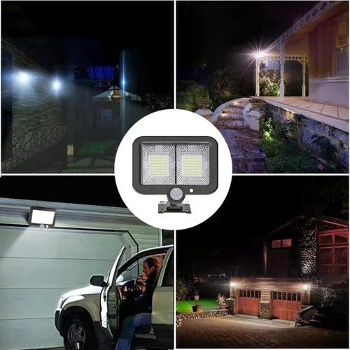 Vista 7 de Lámpara dual de 98 LED, luces solares de inundación con 98 LED, detector de movimiento, cable de 16.5 pies, luces LED impermeables IP65 para puerta