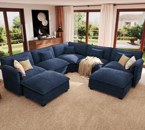 Vista 40 de Sofá modular de gran tamaño de 113 pulgadas, cómodo sofá en forma de L con funda extraíble, asiento ancho y profundo moderno para sala de estar