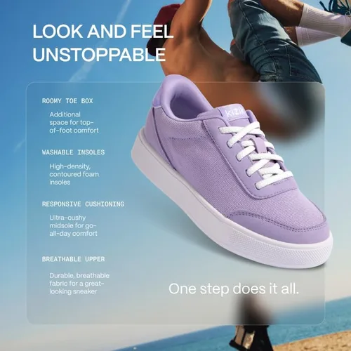 Vista 3 de Kizik Zapatos para niños zapatos cómodos de lona transpirable y gamuza de Praga, zapatos cómodos de manos libres Zapatos casuales para niños sin