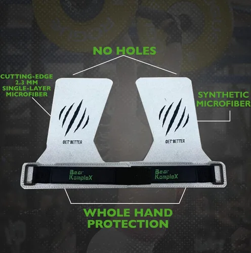 Vista 3 de Bear KompleX No Hole Pinnacle Hand Grips for Workouts, Pull-ups, Weightlifting, WOD Gymnastics, Crosstraining Palm Grips with Wrist Wraps, Hand